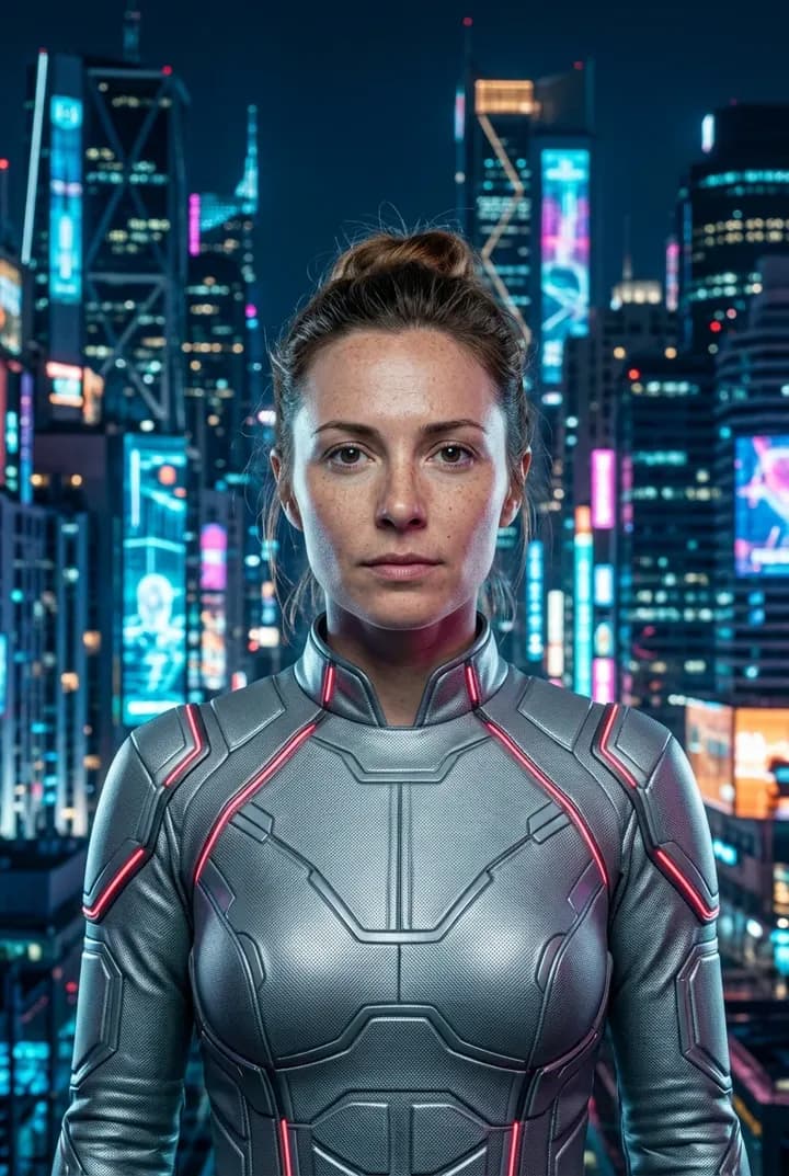 ИИ-портрет из группы «Sci-Fi»: стиль «Жительница мегаполиса»