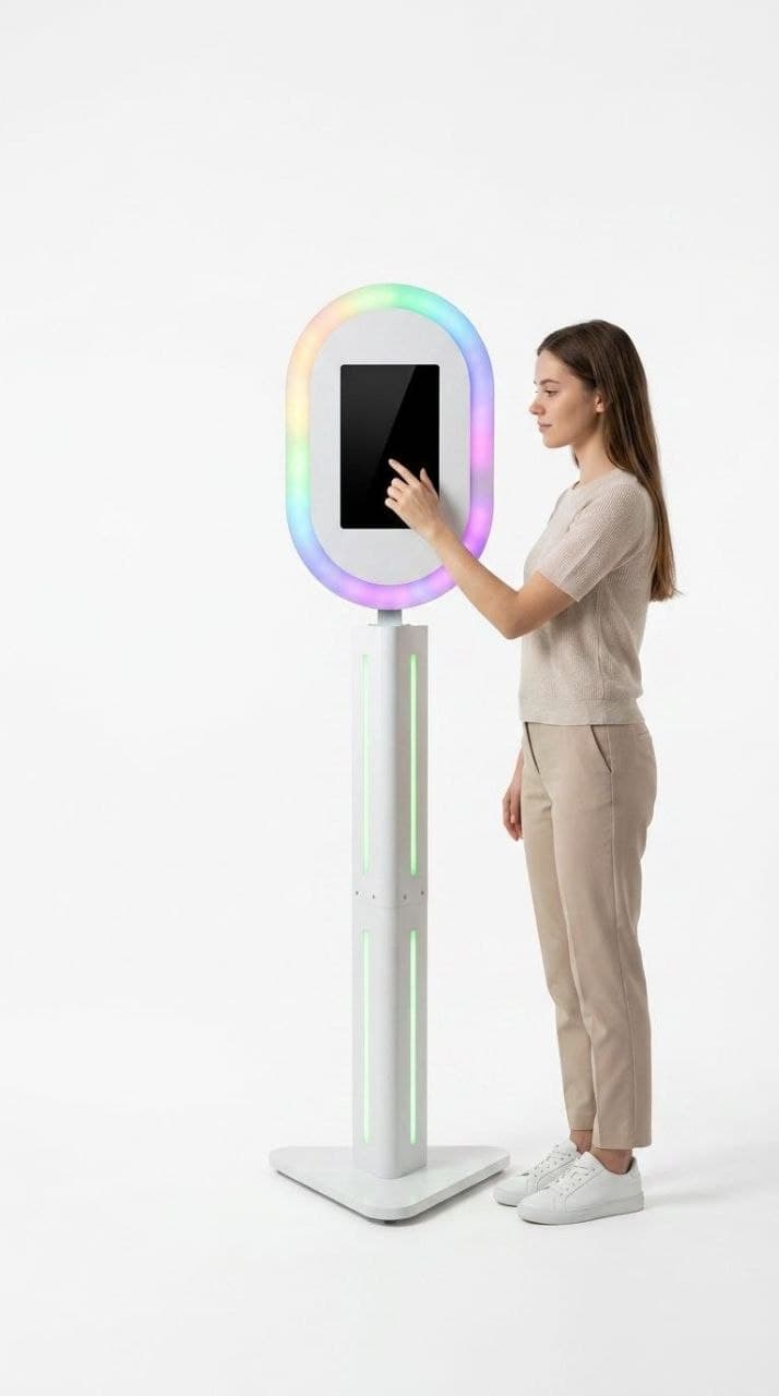 Нейростойка: белая стойка с RGB-подсветкой и сенсорным экраном