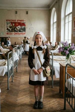 9 мая: Школьница-сандружинница — ИИ-портрет для фотобудки