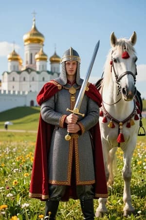Русские сказки: Добрыня Никитич — в полный рост — ИИ-портрет для фотобудки