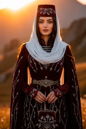 Кавказ и казаки: Кавказская женщина — ИИ-портрет для фотобудки