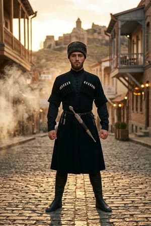 Грузинские: Джигит в черкеске — ИИ-портрет для фотобудки