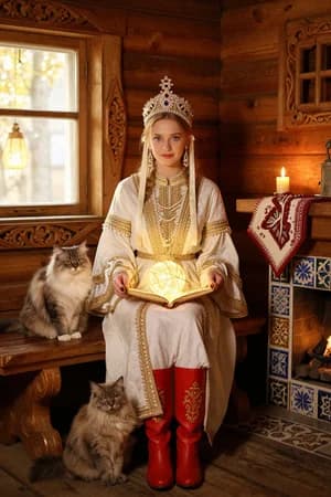 Русские сказки: Василиса Премудрая — в полный рост — ИИ-портрет для фотобудки