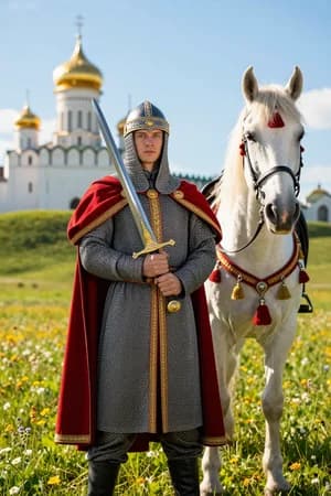 Русские сказки: Добрыня Никитич — в полный рост — ИИ-портрет для фотобудки