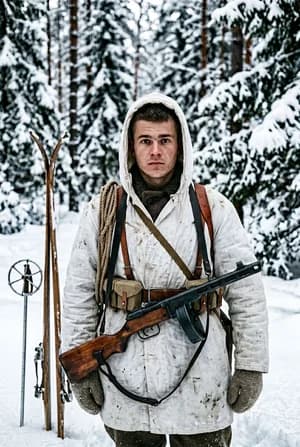 9 мая: Лыжник-десантник — ИИ-портрет для фотобудки