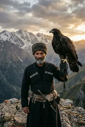 Грузинские: Охотник с беркутом — ИИ-портрет для фотобудки