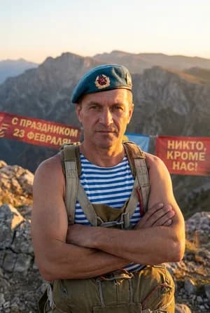 23 февраля: Советский десантник ВДВ — ИИ-портрет для фотобудки