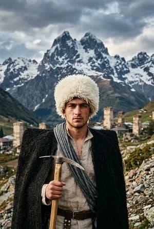 Грузинские: Альпинист Сванетии — ИИ-портрет для фотобудки
