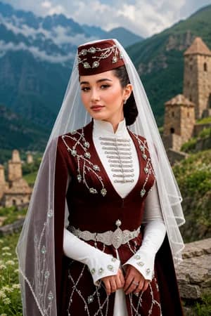 Кавказ и казаки: Кавказская женщина — ИИ-портрет для фотобудки