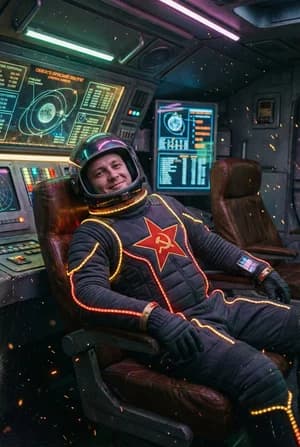 Космос: Советский ретро-футуризм — ИИ-портрет для фотобудки