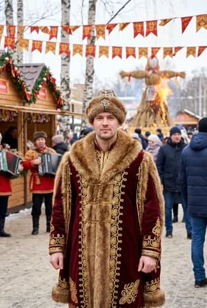 Масленица: Масленичный боярин — ИИ-портрет для фотобудки