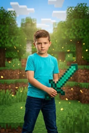 Детские: Реалистичный Стив Minecraft — ИИ-портрет для фотобудки