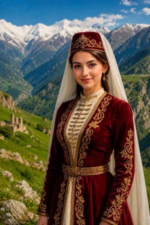 Кавказ и казаки: Кавказская женщина — ИИ-портрет для фотобудки