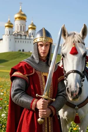 Русские сказки: Добрыня Никитич — ИИ-портрет для фотобудки