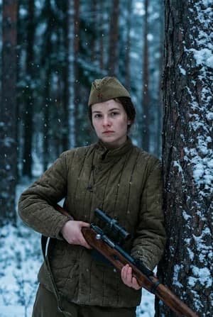 23 февраля: Советский женский снайпер — ИИ-портрет для фотобудки