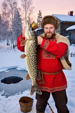 Русские сказки: Емеля и щука — ИИ-портрет для фотобудки