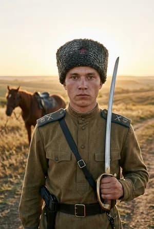 9 мая: Кавалерист РККА — ИИ-портрет для фотобудки