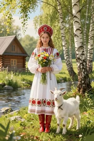 Русские сказки: Алёнушка — в полный рост — ИИ-портрет для фотобудки